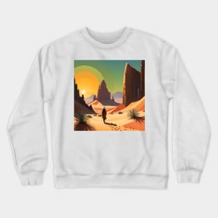 Geometric Wanderer: Surreal Desert Landscape Crewneck Sweatshirt